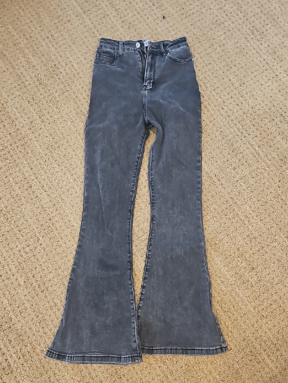 High-Rise Washed Black Flare Jeans for Women